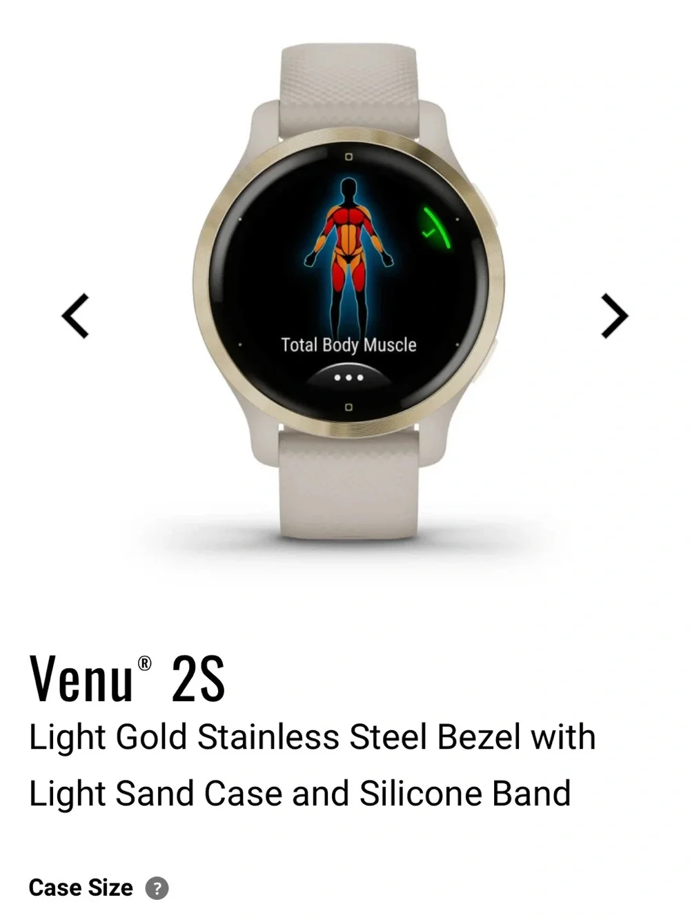Garmin Venu 2S women’s Smartwatch - Light Sand Band with Light Gold Bezel 40mm